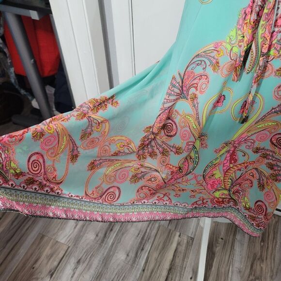 Sandra Darren Women's Sleeveless V-Neck Faux Wrap Chiffon Dress sz 10 - Picture 14 of 15